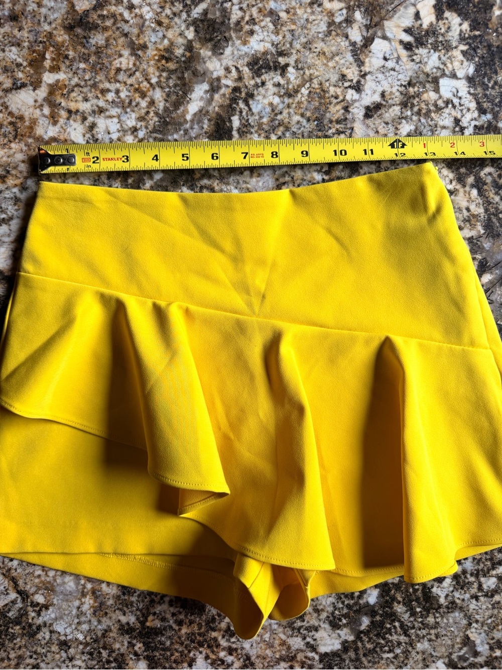 Zara Yellow Ruffle Skort, high waist, side zip, elastic back waist, CUTE! Size S - Picture 12 of 13